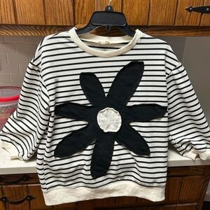 JODIFL Cream and Black Striped Sweater